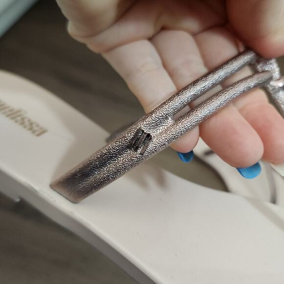 MELISSA‎ Rubber Sandals 7 Metallic Shimmer Beach Minimalist Coastal - Picture 3 of 7